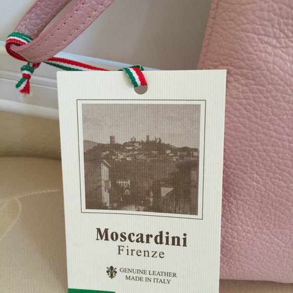 Moscardini Fienze ITALY Cosmetic Bag Pouch Wristlet Made Up Case PINK 10x7" NEW - Picture 2 of 9